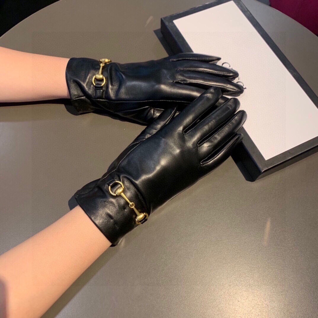 designer style Gucci Black Leather Gloves Gold Horsebit – Gucci Black