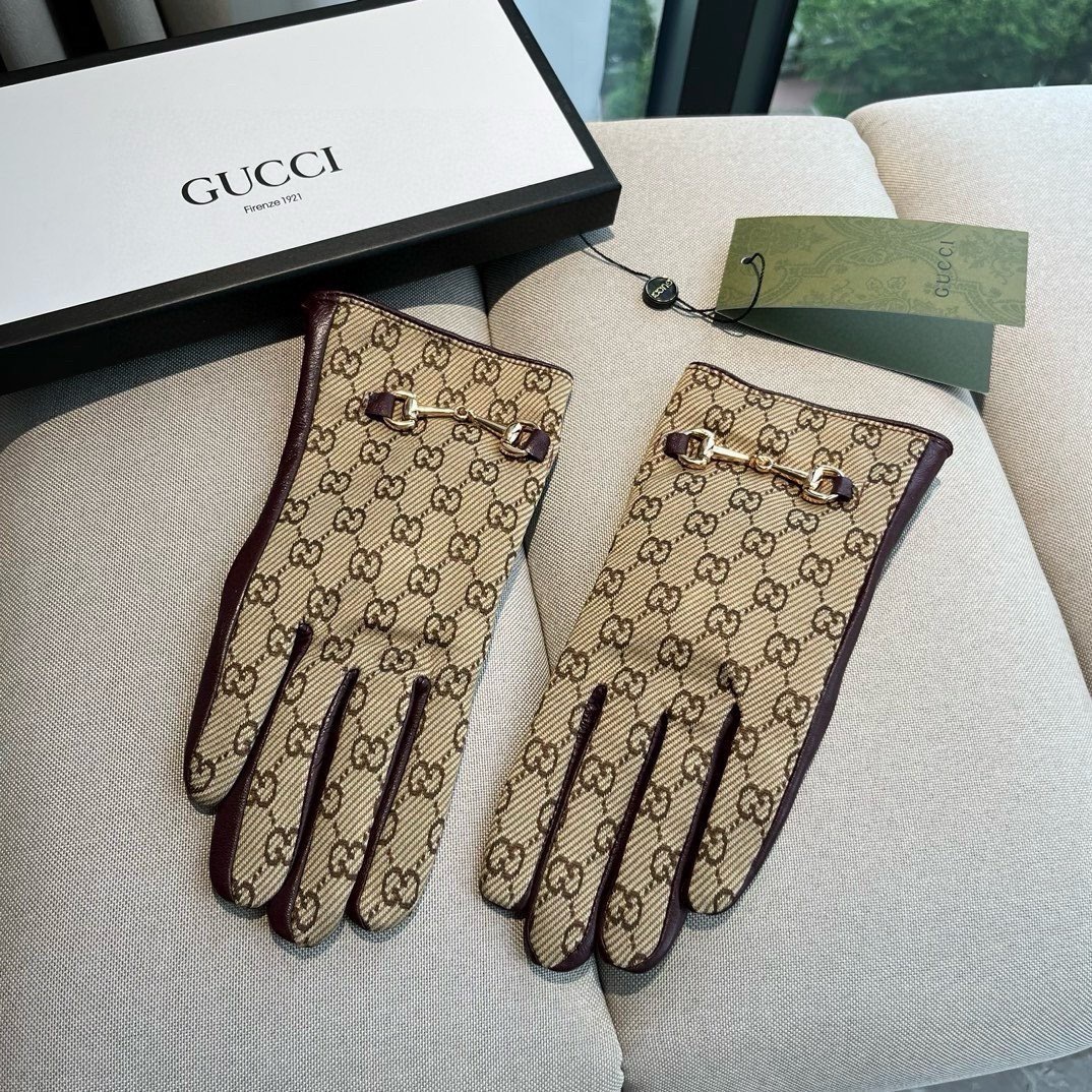 Gucci Monogram GG Leather Gloves – Designer Winter Wear