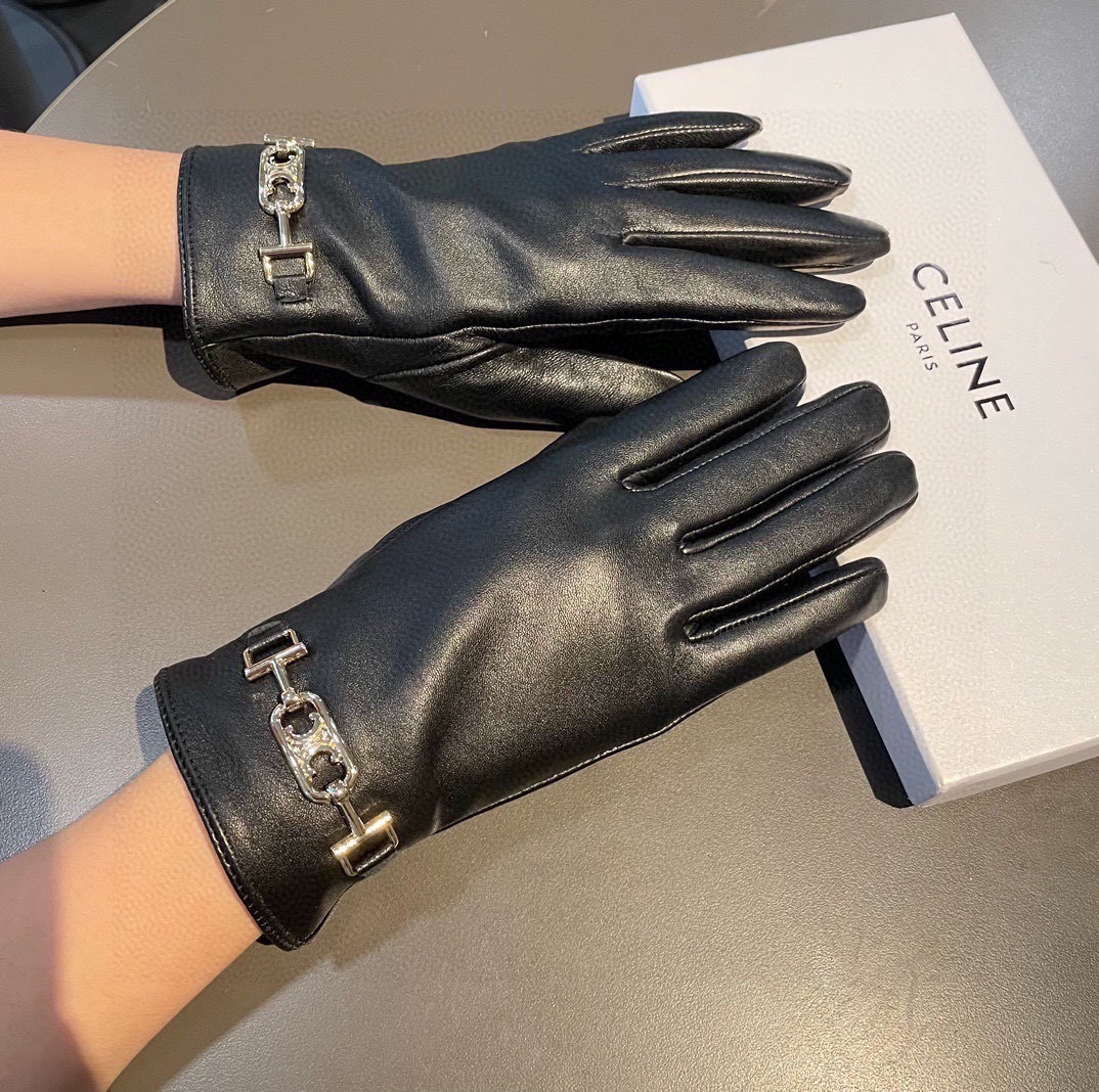 Celine Black Leather Gloves designer – Celine Black Leather Gloves
