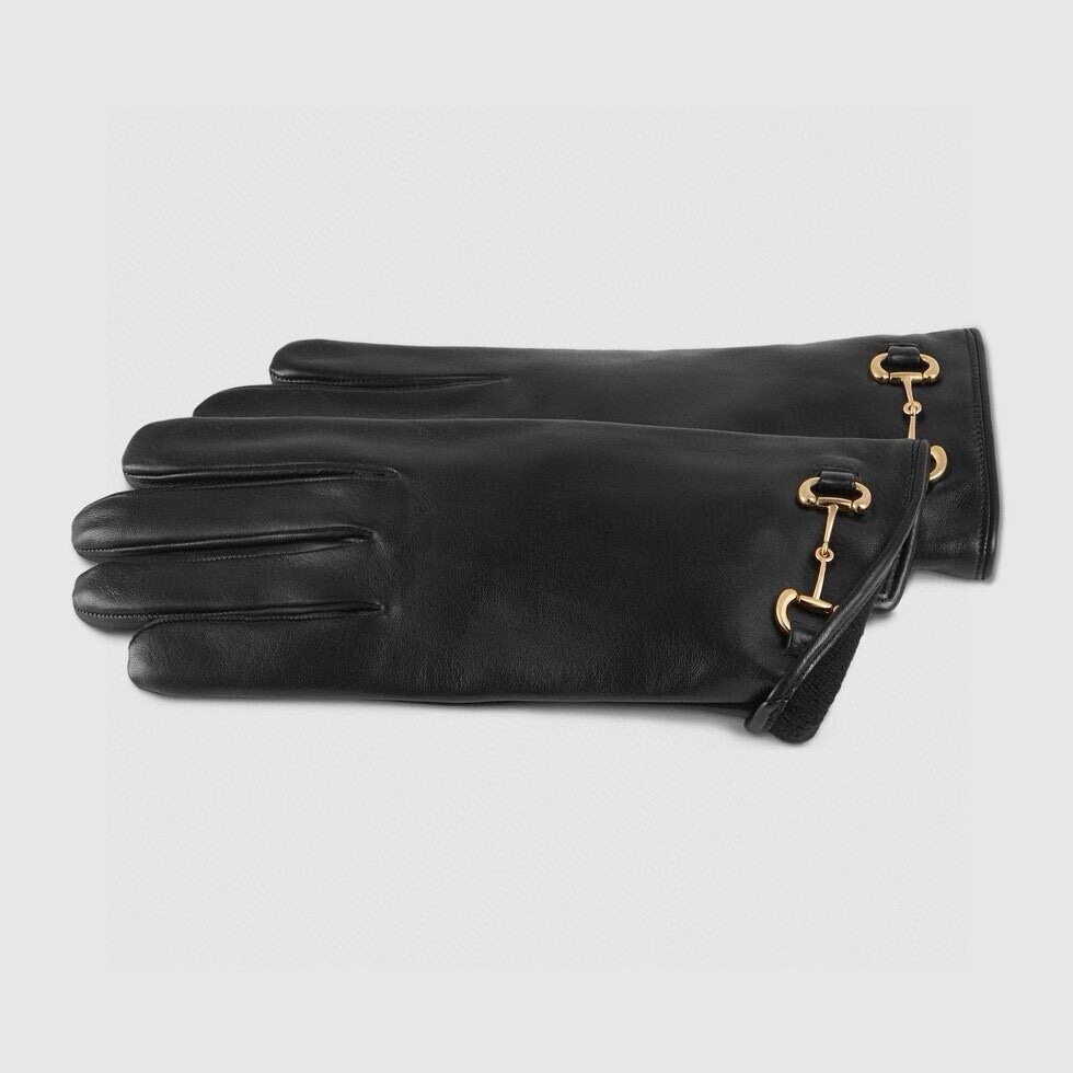 Gucci Black Leather Gloves accent – Gucci Black Leather Gloves Gold