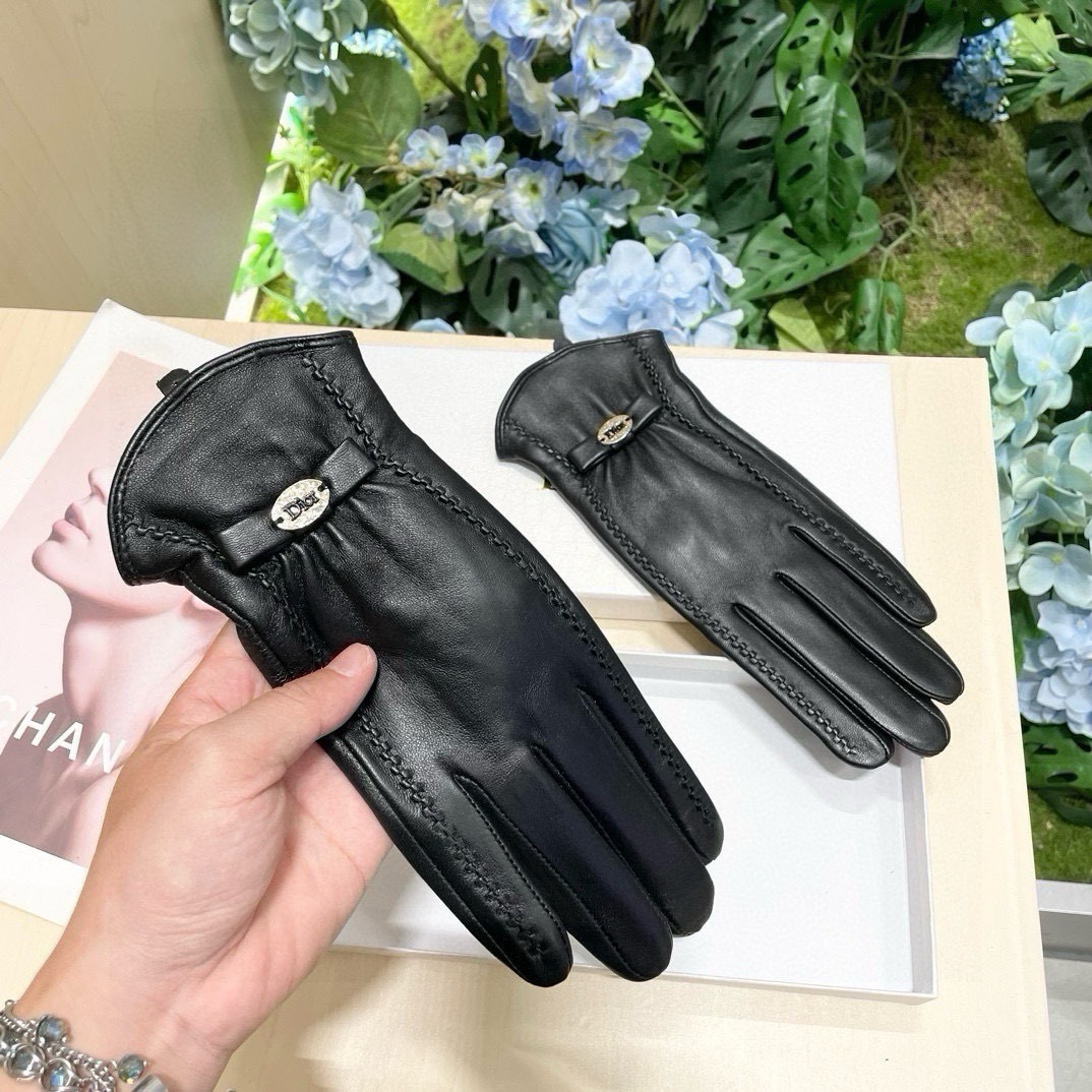 Dior Black Leather Bow Gloves designer – Dior Black Leather Bow Gloves