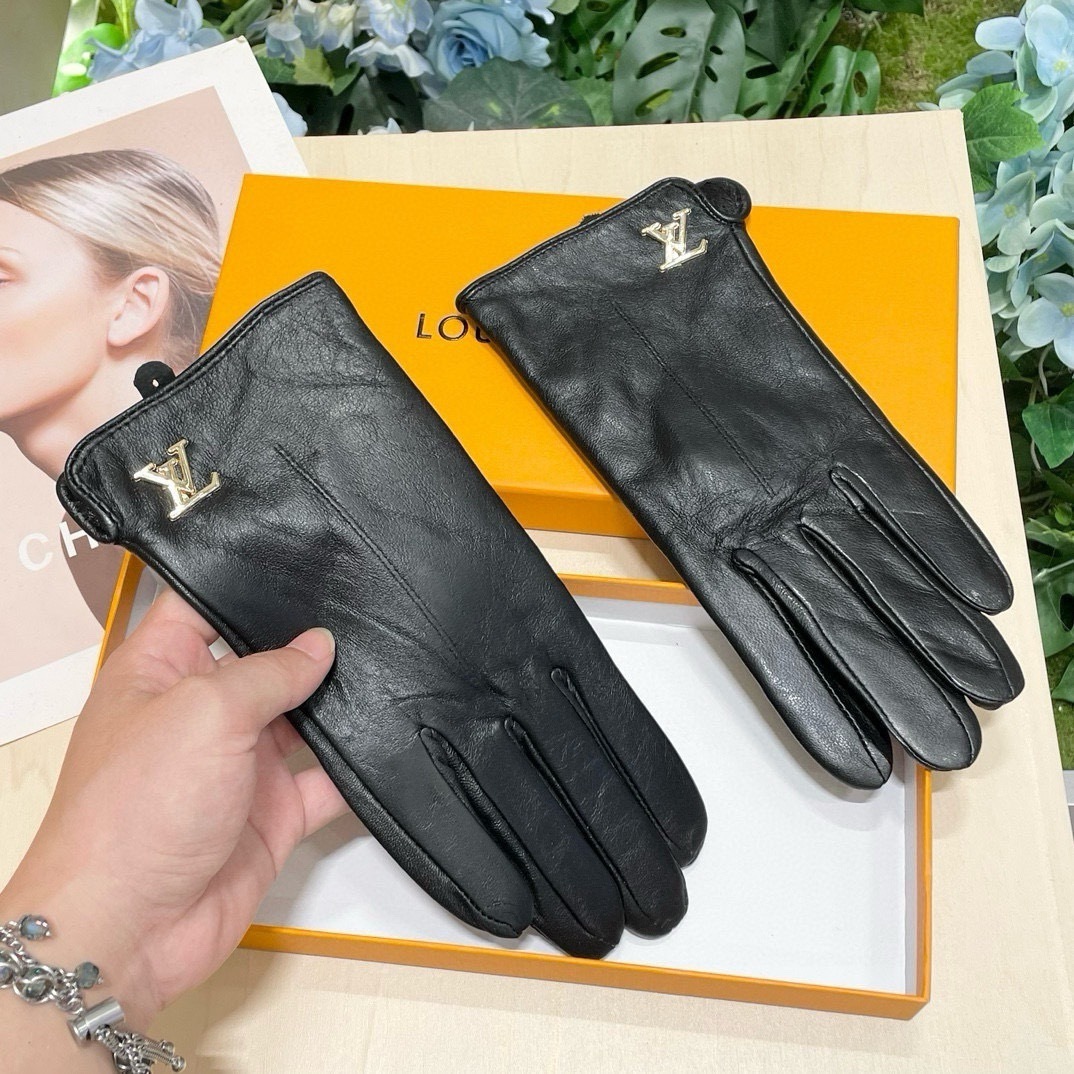 gold Louis Vuitton Black Leather Gloves – Louis Vuitton Black Leather