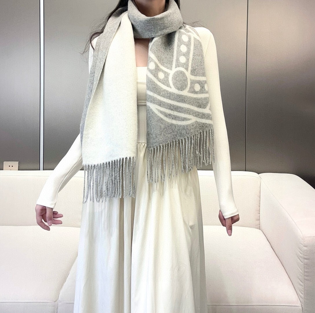 designer style Vivienne Westwood Grey Orb Wool Scarf – Vivienne