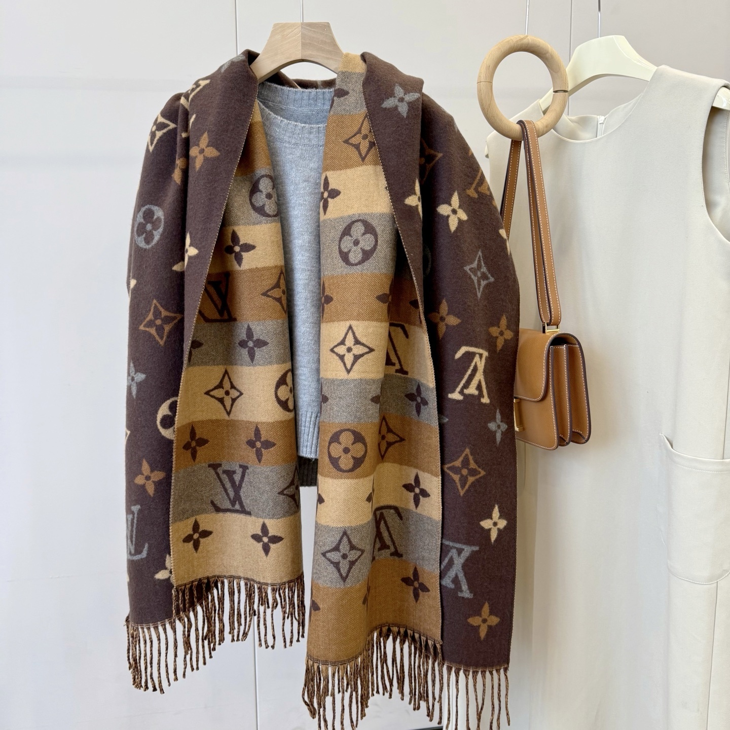 Louis Vuitton Brown Gradient Monogram Scarf – Luxurious Warmth