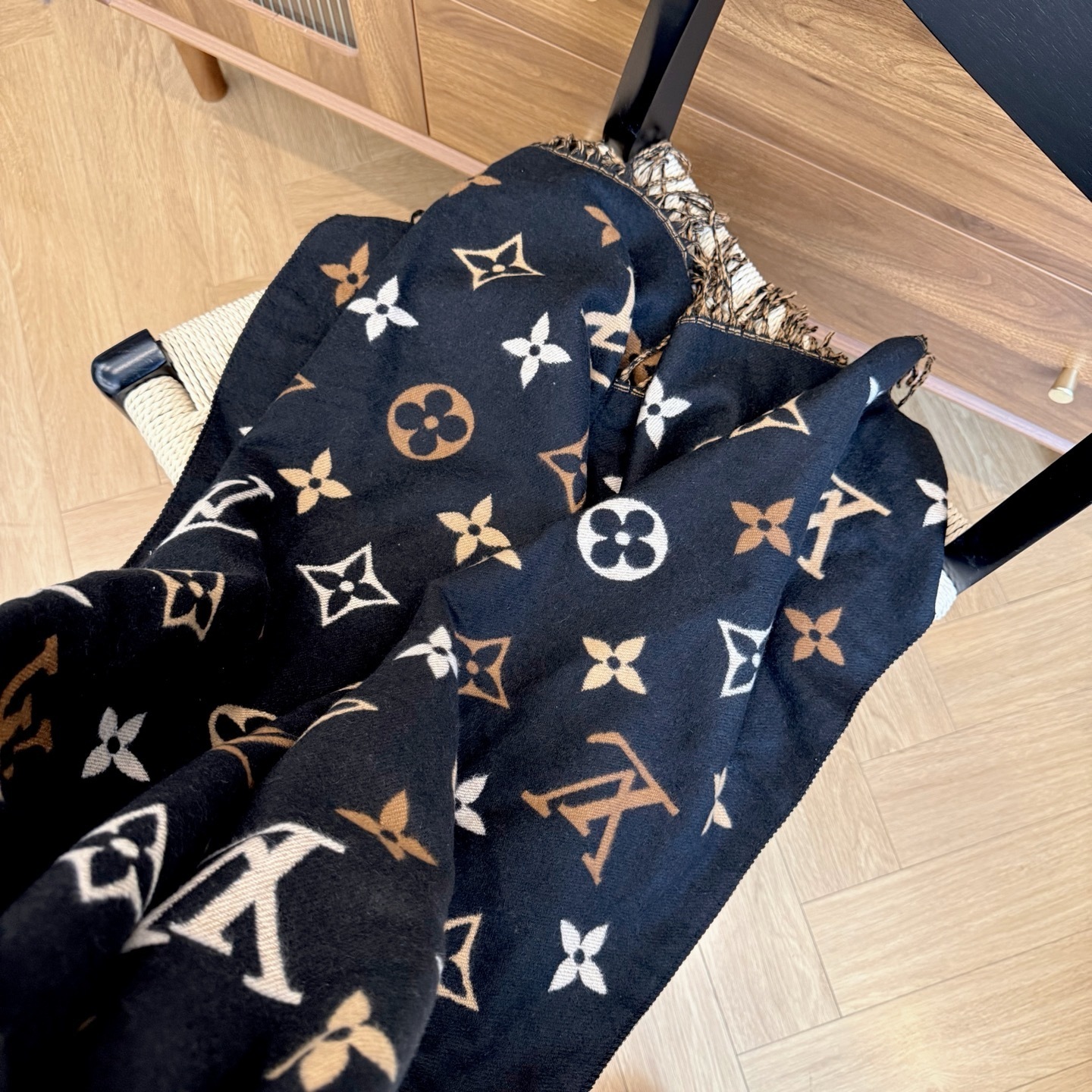 Louis Vuitton Black Monogram Jacquard Shawl