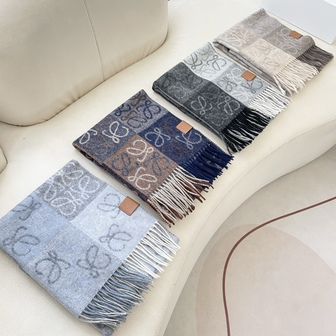 Loewe Anagram Patchwork Wool Scarf – Elegant Design