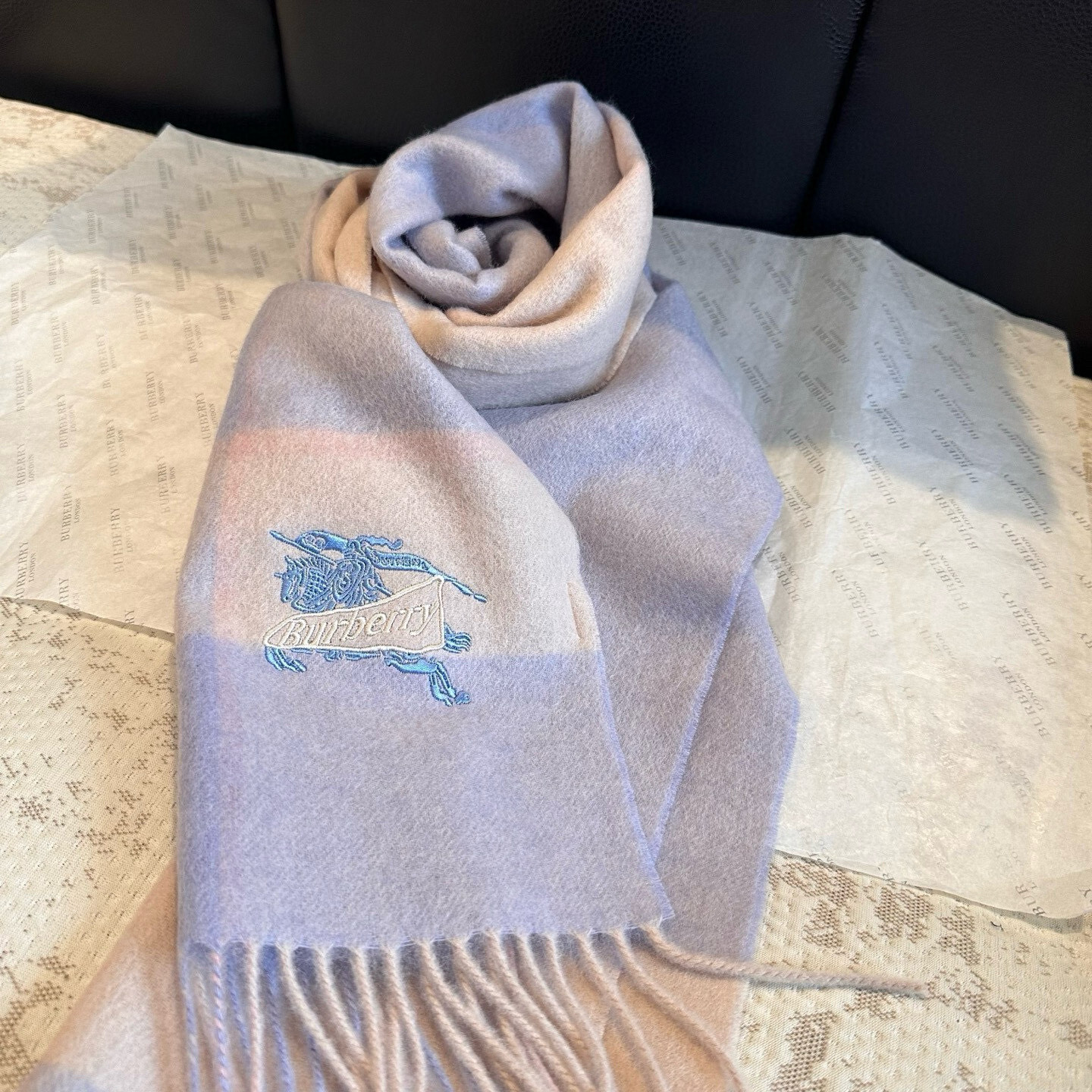 embroidered Burberry Pastel Wool Scarf – Burberry Pastel Wool Scarf