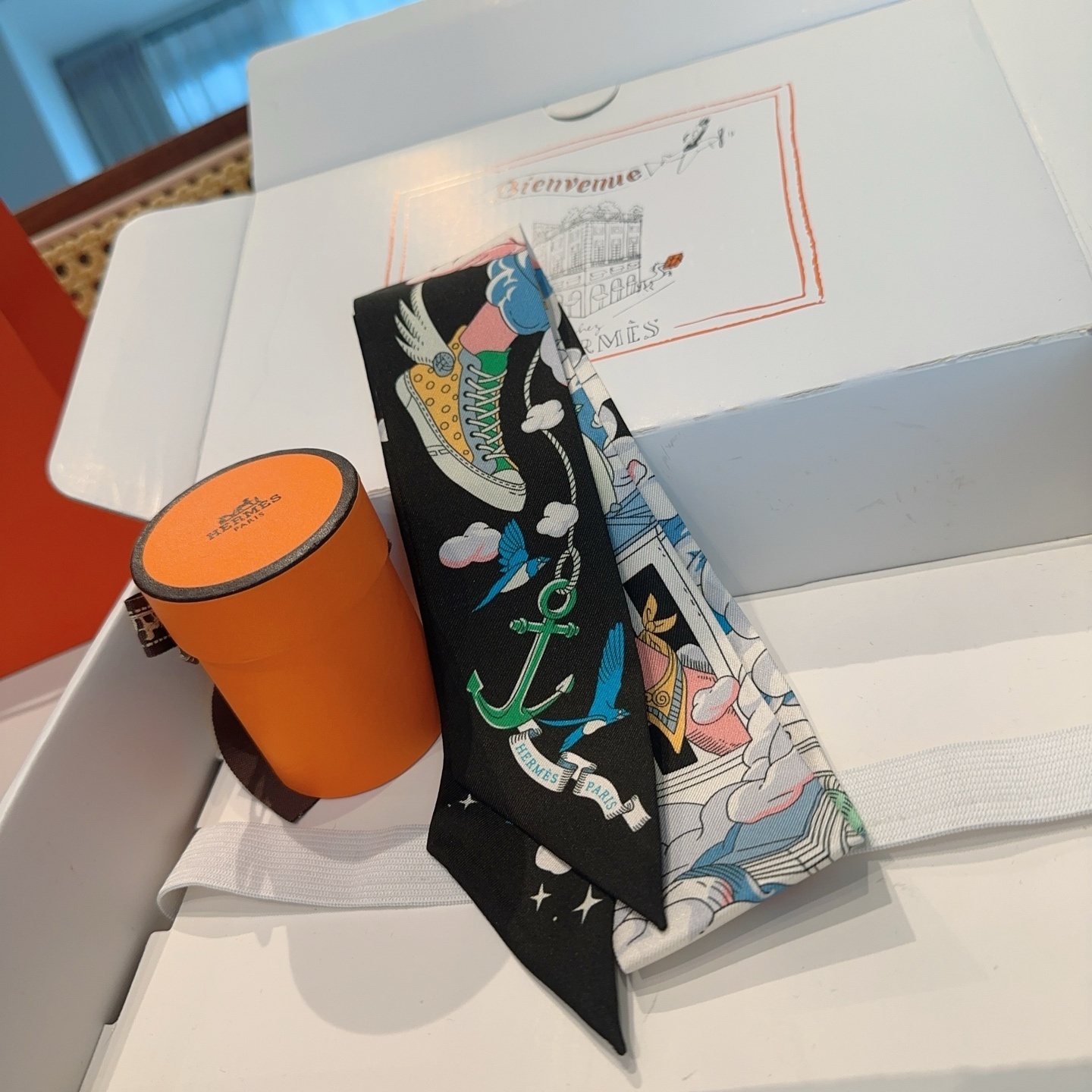 Hermès Black Fantaisie Twilly Scarf – Silk Ribbon
