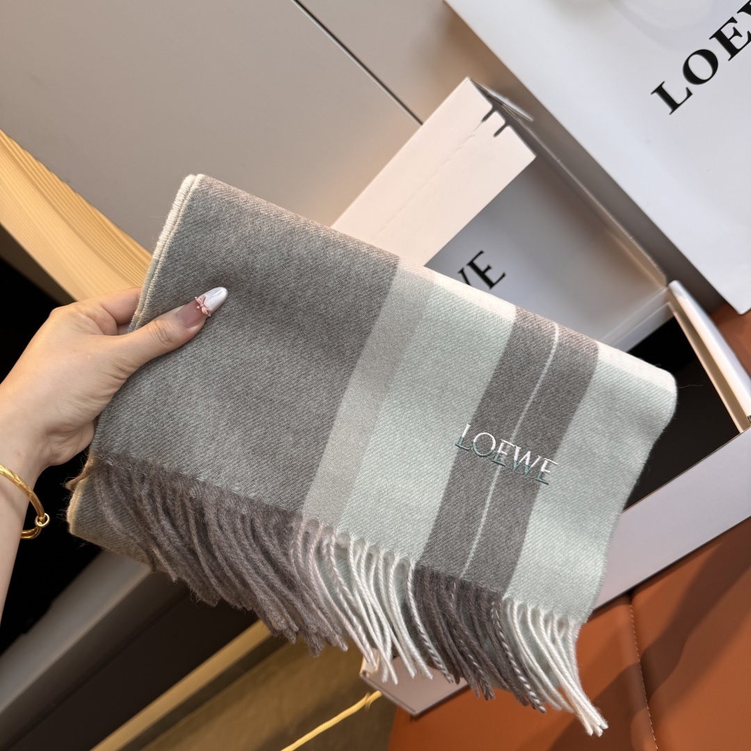 Loewe Striped Wool Scarf gray – Loewe Striped Wool Scarf – Gray &