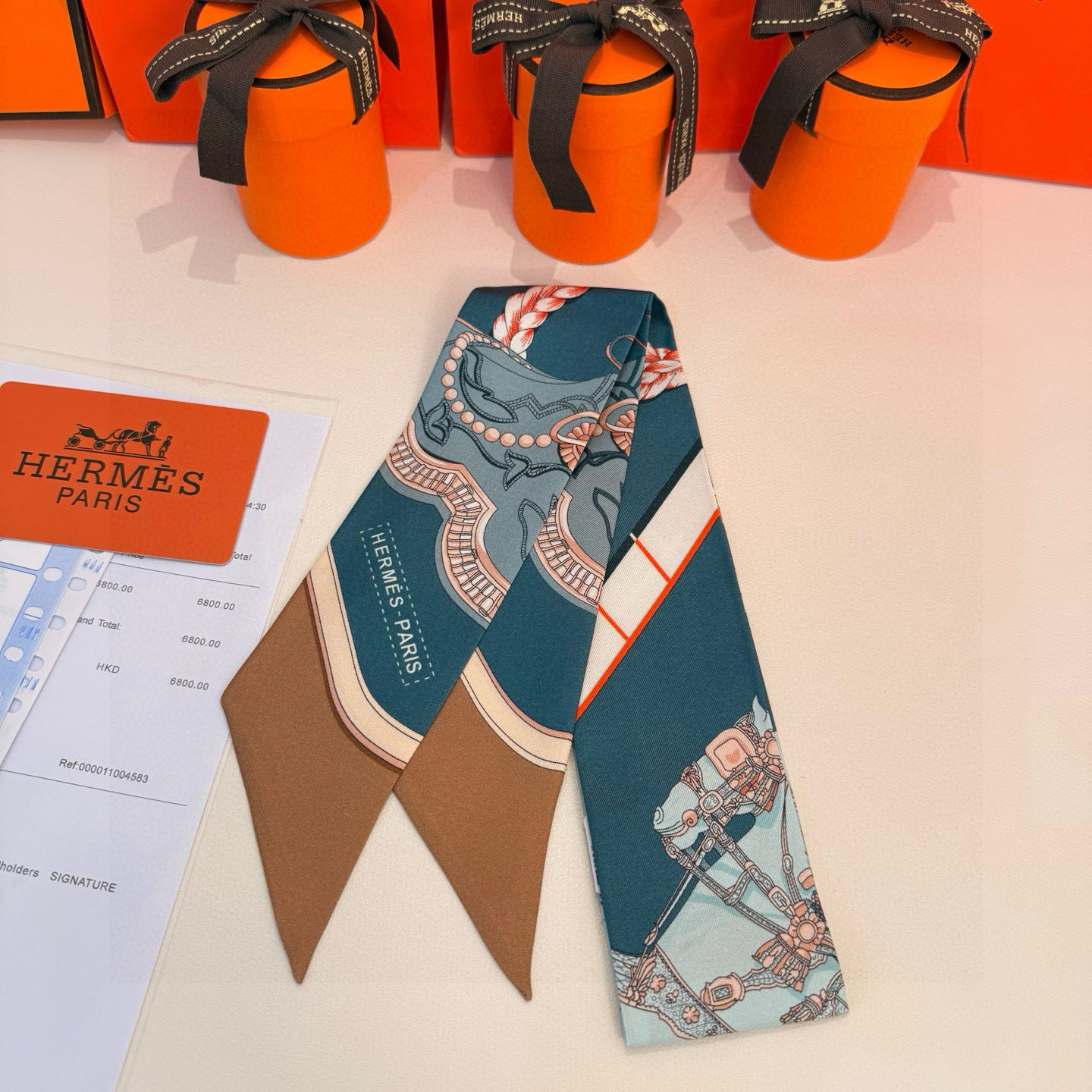 Hermès Turquoise Equestrian Silk Twilly