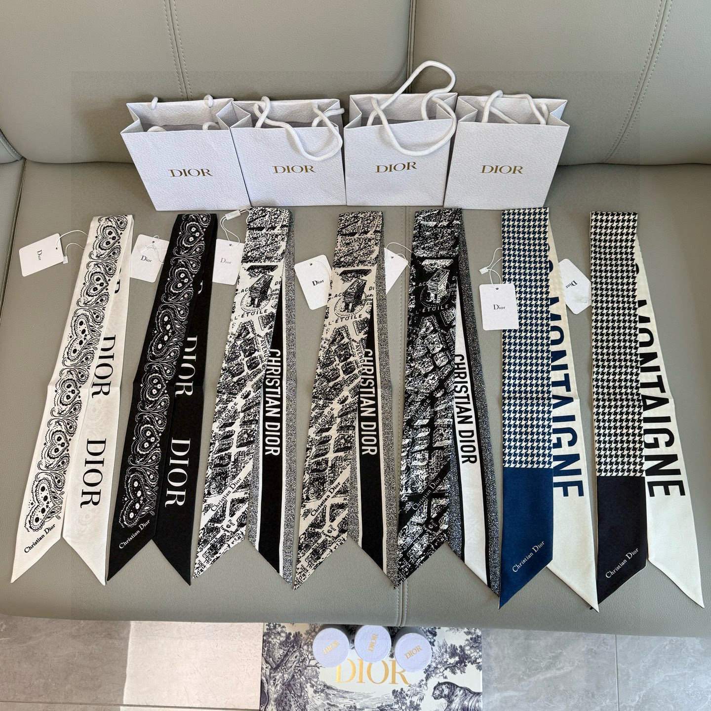 Dior Mitzah Houndstooth Scarf – Designer Hair Accessory