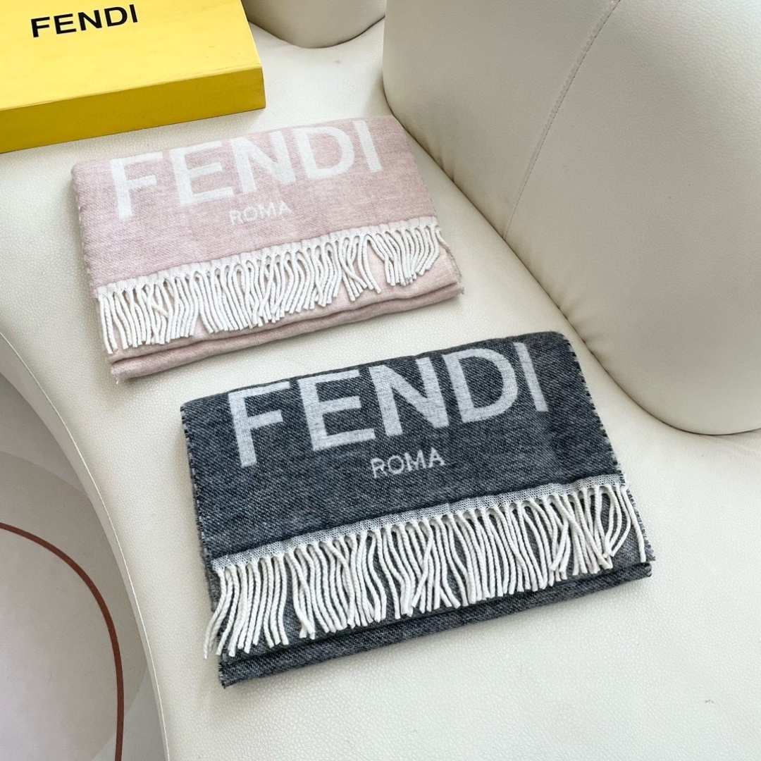 Fendi Roma Wool Scarf Grey & Pink – Designer Luxury