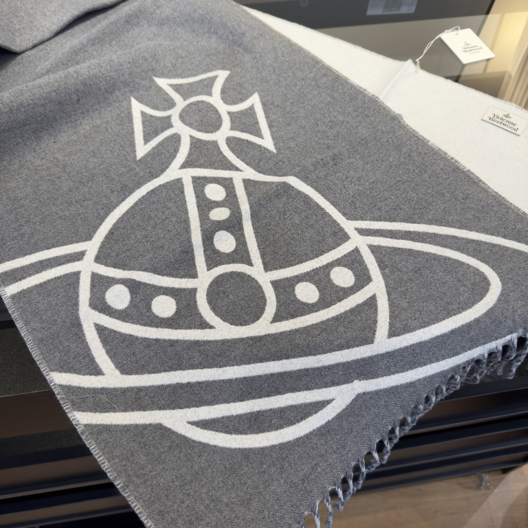 iconic Vivienne Westwood Gray Orb Wool Scarf – Vivienne Westwood Gray