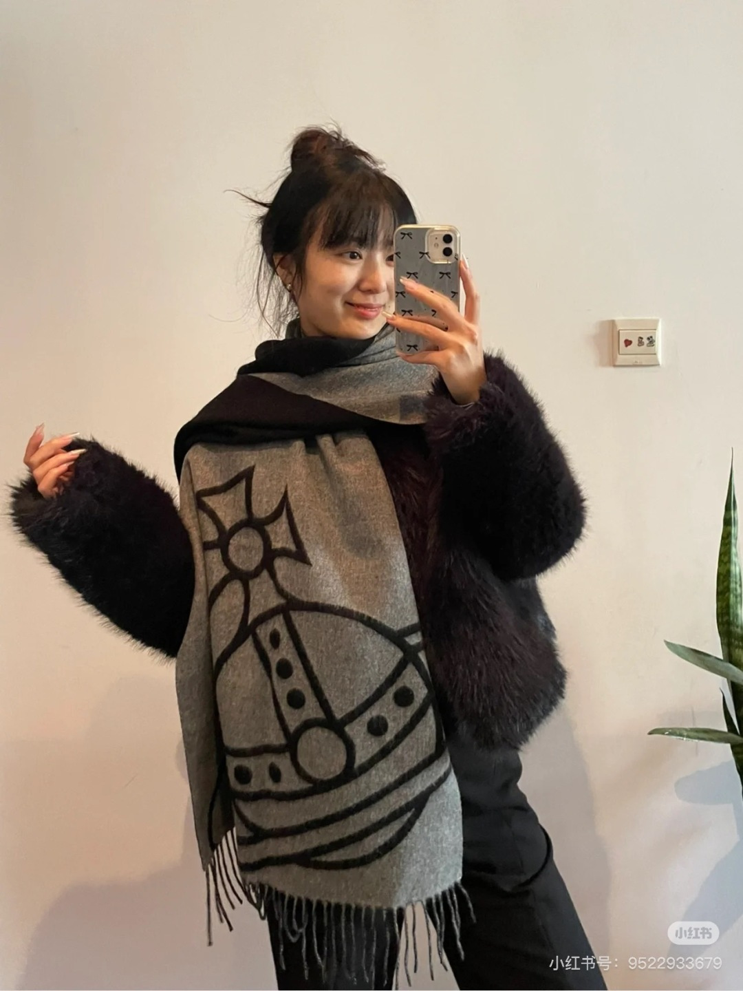 Vivienne Westwood Grey Orb Wool Scarf designer style