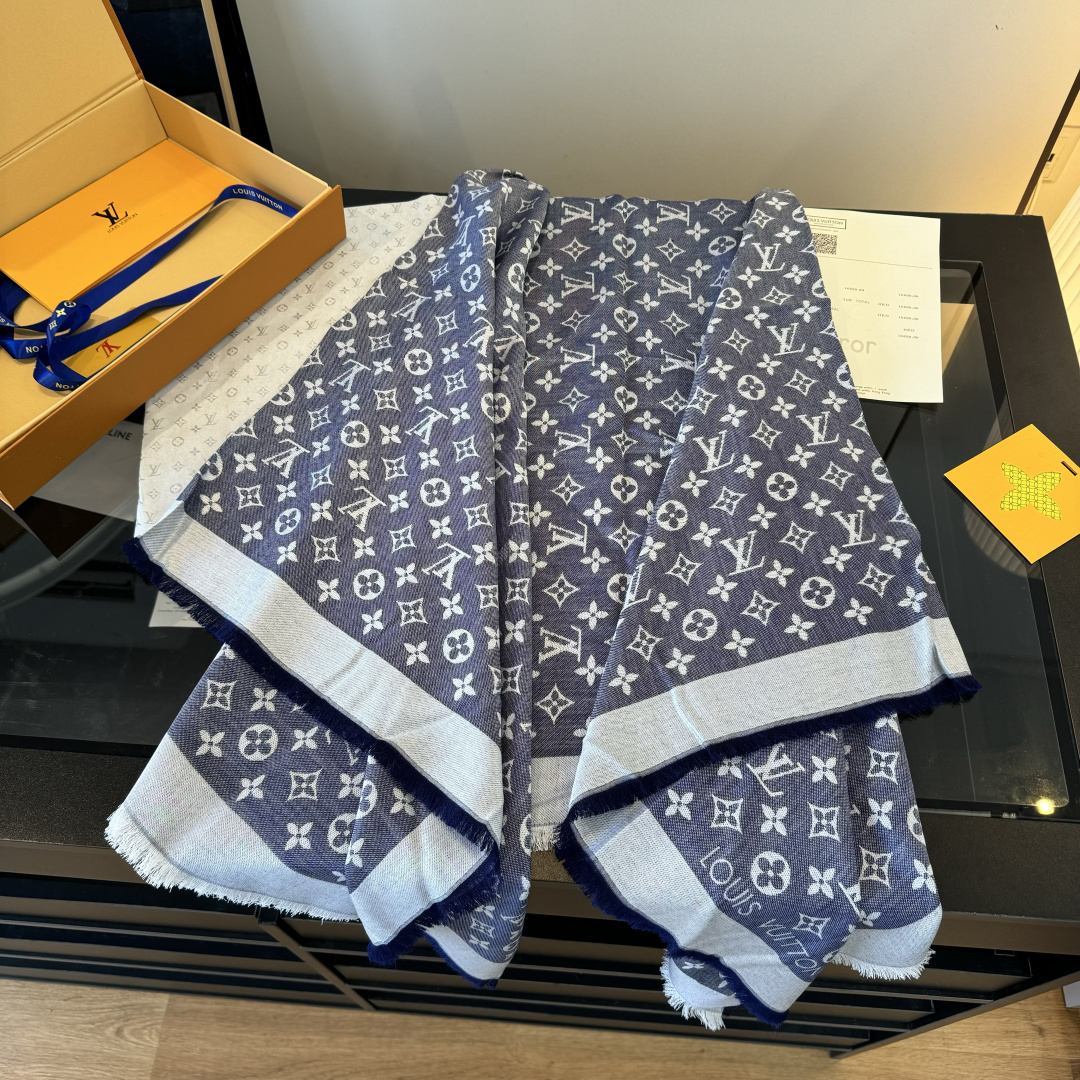 Louis Vuitton Blue Monogram Scarf – Louis Vuitton Blue Monogram