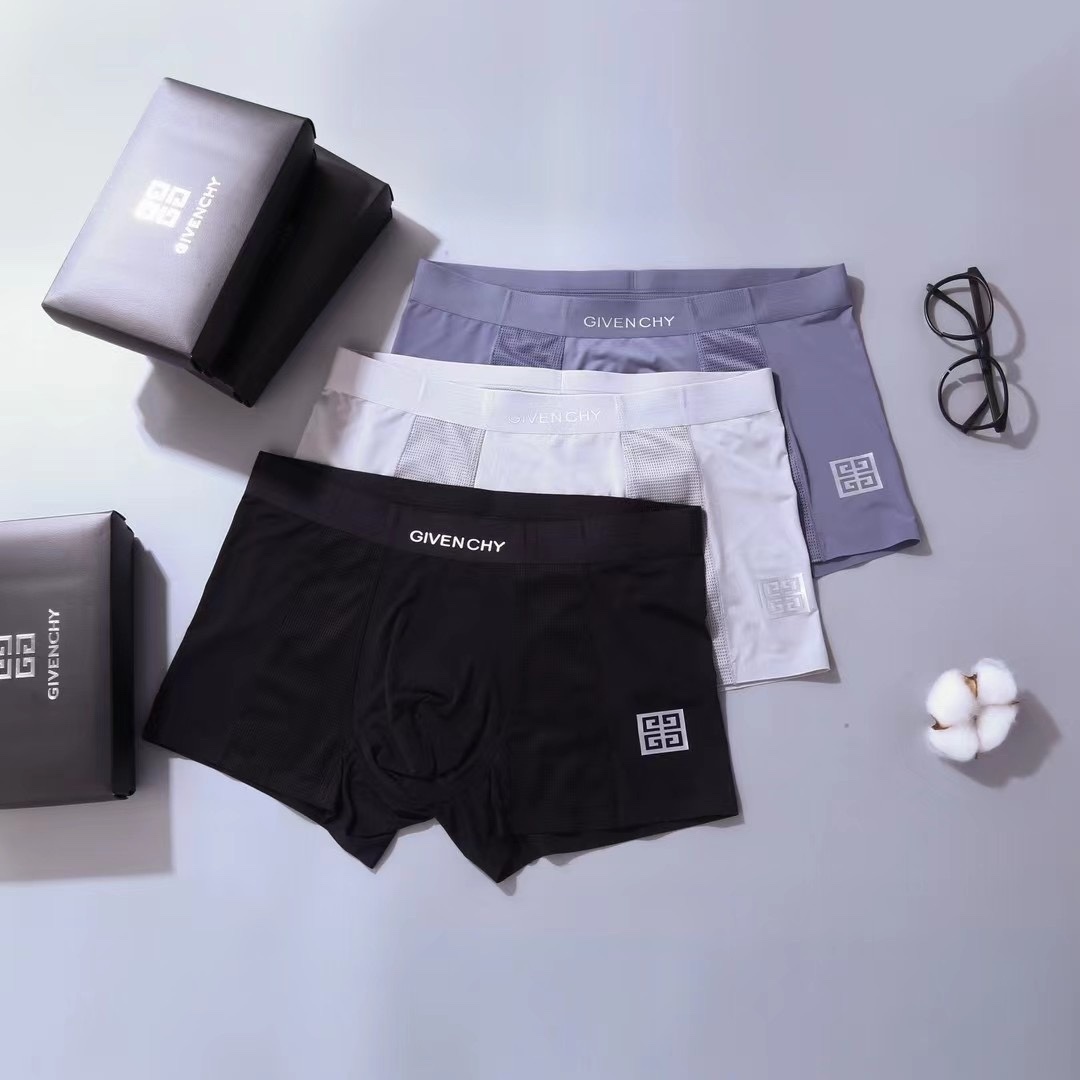 Givenchy Men’s Logo Boxer Briefs – Black, White & Grey
