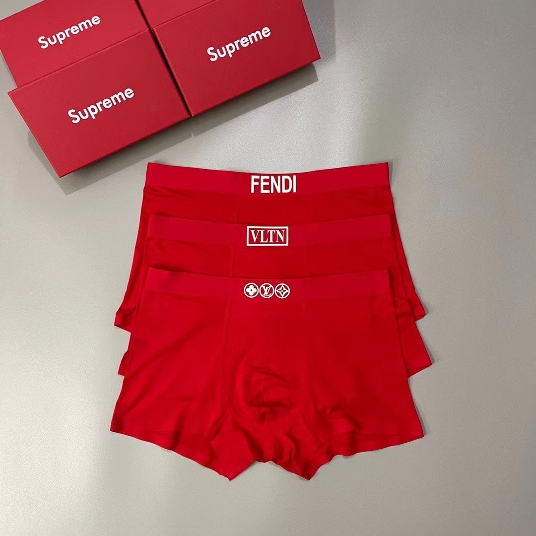 Fendi VLTN LV Red Boxers Set – Designer Trio