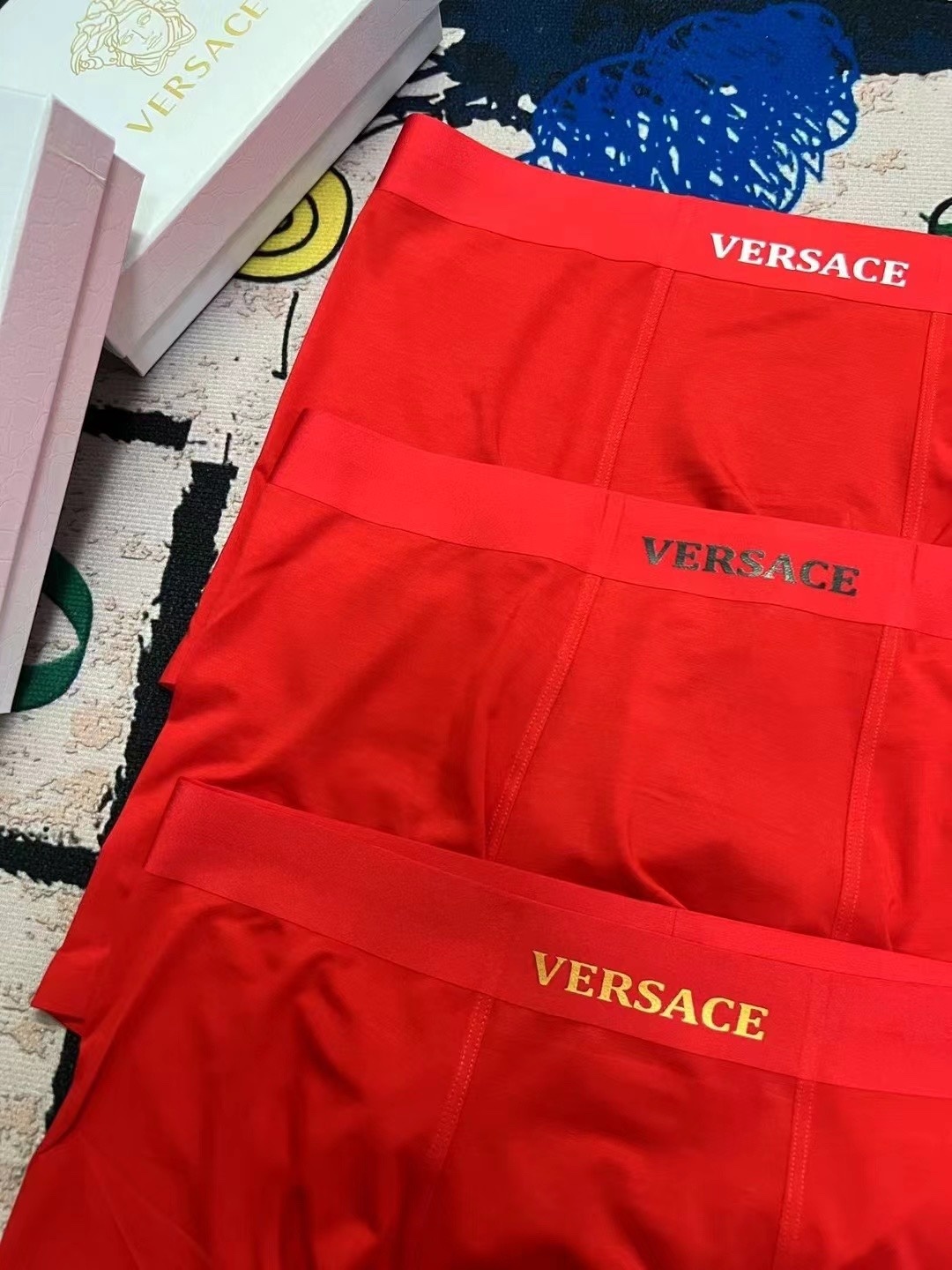 cotton Versace Red Boxer Briefs – Versace Red Cotton Stretch Boxer
