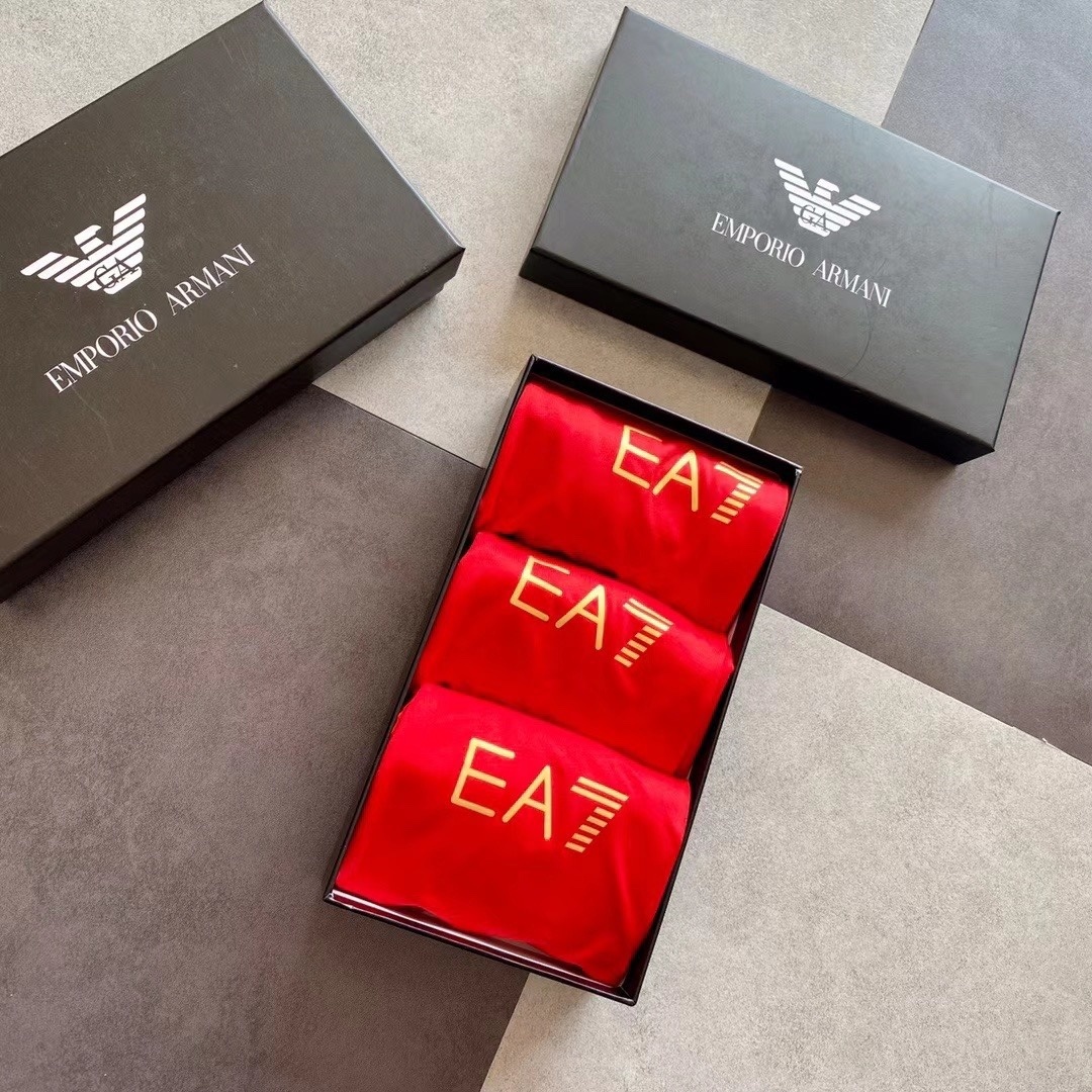 E. Armani Red Boxer Briefs – 3 Pack EA7 Logo