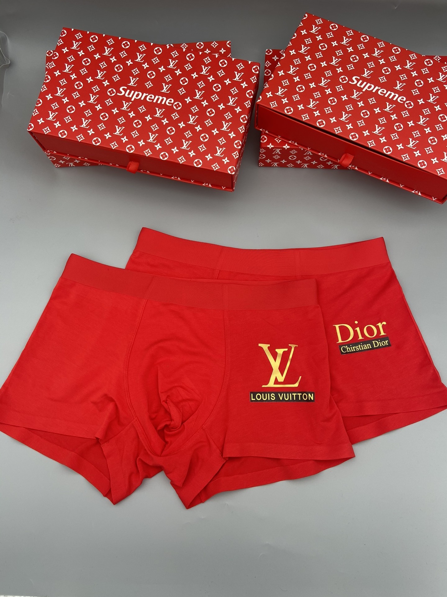 Red Designer Boxer Briefs Set louis vuitton – Red Designer Boxer