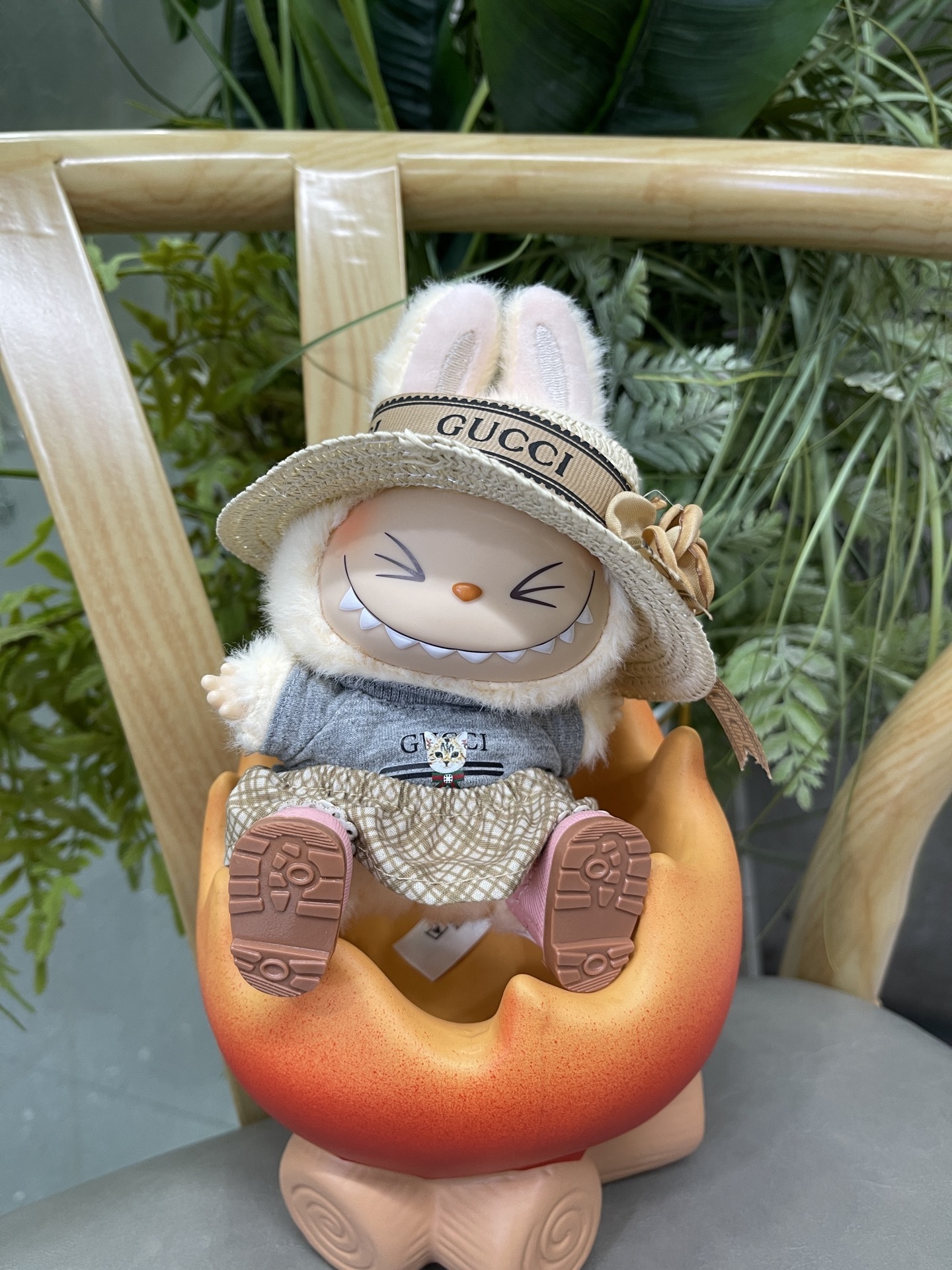 Premium #1 Gucci Labubu Plush Grey Figure Collectible Toy