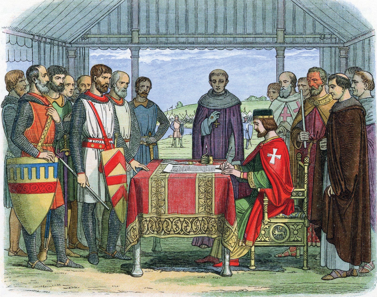 Engraving King John Magna Carta Runnymede England June 15 1215