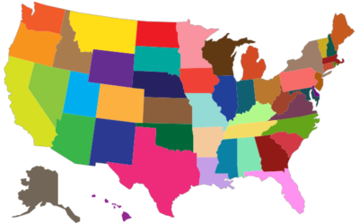 multicolored united states map