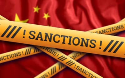 creative background, the inscription on the flag of china, sanctions, yellow protective tape. the concept of sanctions, policies, conditions, requirements, trade wars. 3d rendering, 3d illustration
