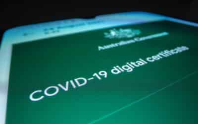 close up view of australian covid 19 digital certificate on a smartphone