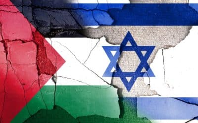 palestine confrontation with israel. concept of flags. war and m