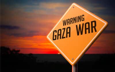 gaza war on warning road sign.