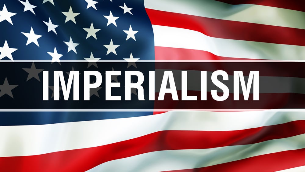 imperialism on a usa flag background, 3d rendering. united state