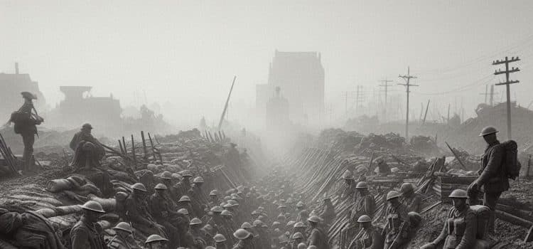 troops fighting trench warfare in world war i 750x350