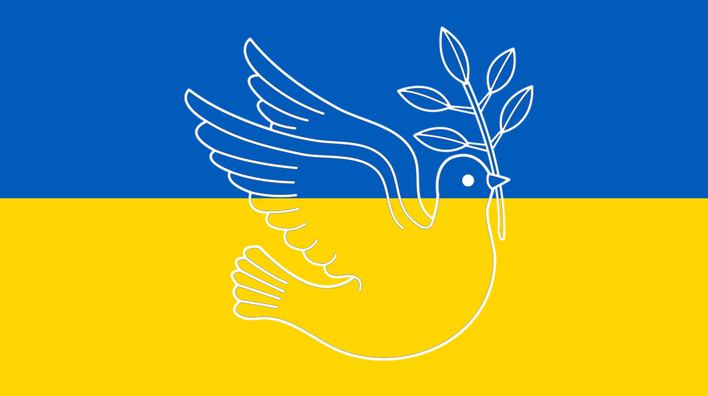 peace dove concept for war between russia and ukraine with natio