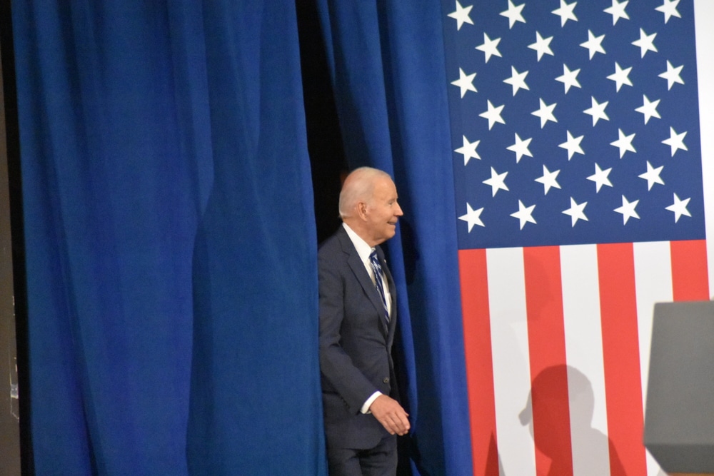biden and kamala harris deliver remarks during a rally in washington dc
