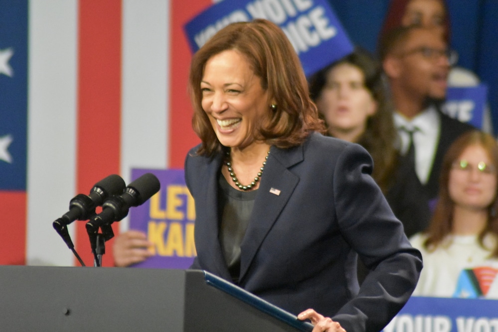 biden and kamala harris deliver remarks during a rally in washington dc