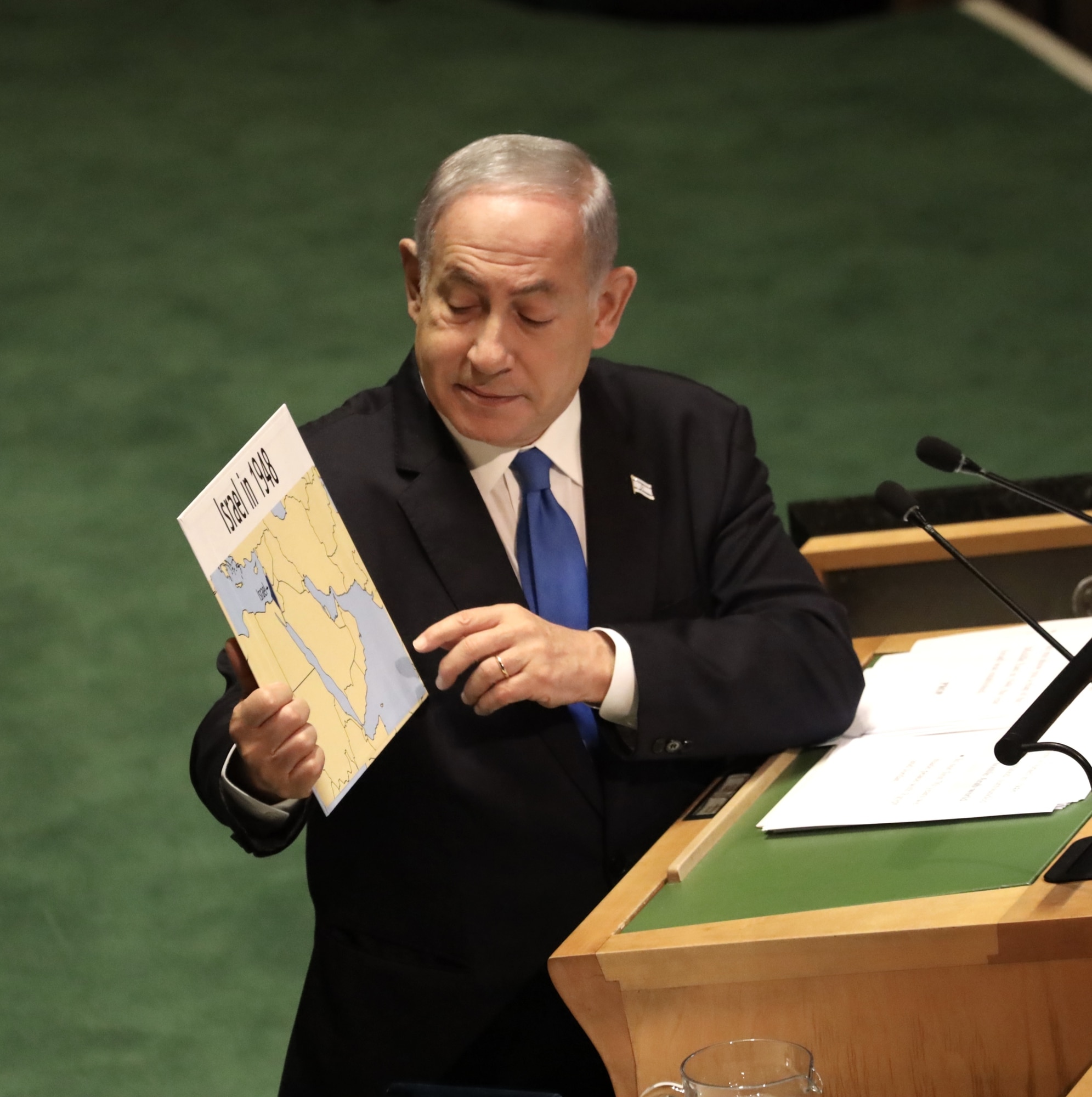 benjamin netanyahu prime minister of israel, speaks at un 78th ga in new york.