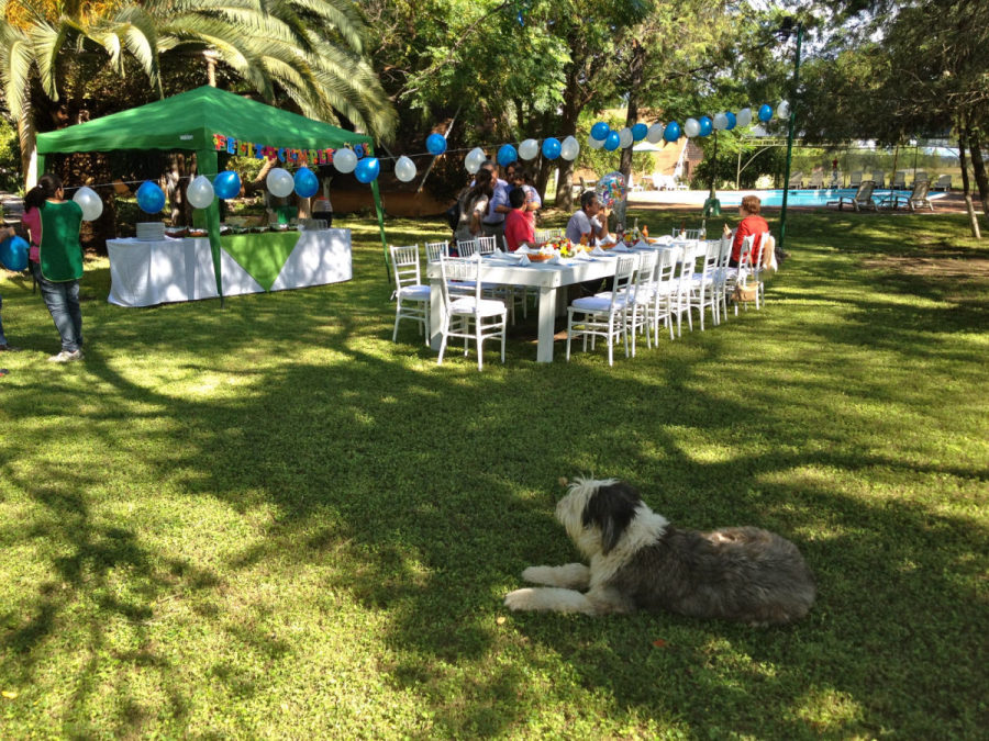 Montaje de evento social en los jardines