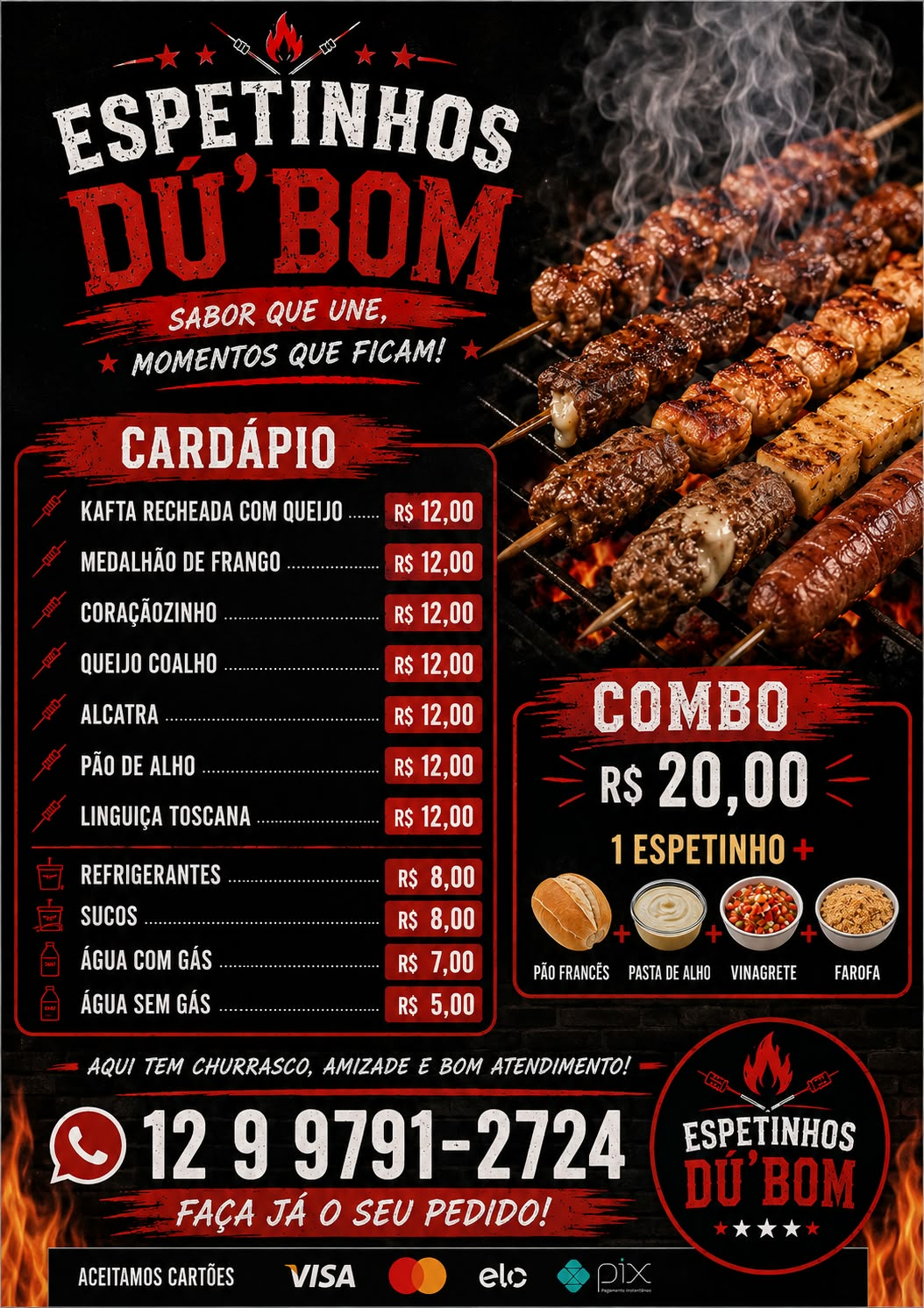 espetinhos cardapio