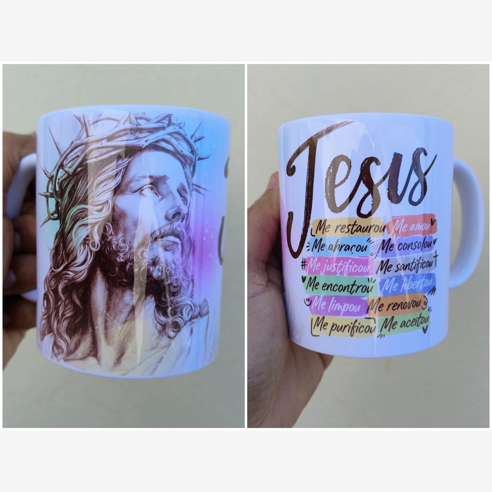 Jesus com coroa de espinhos e frase