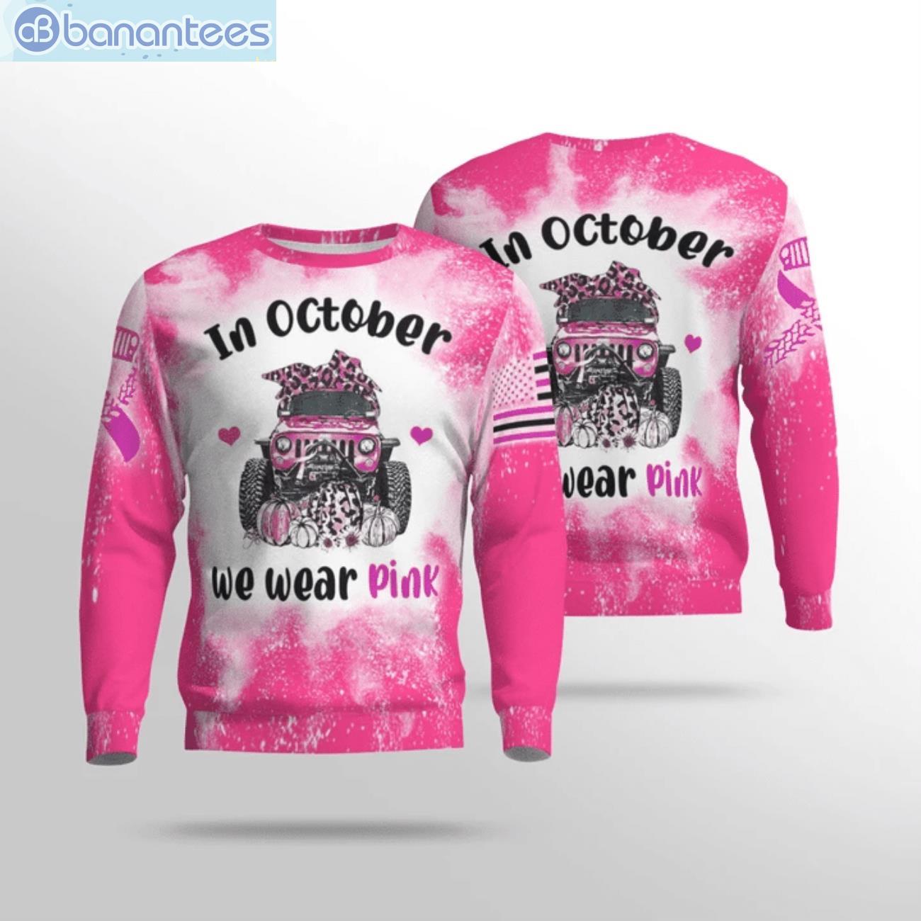 Halloween Jeep Girl In October We Wear Pink 3D Sweater Product Photo 1