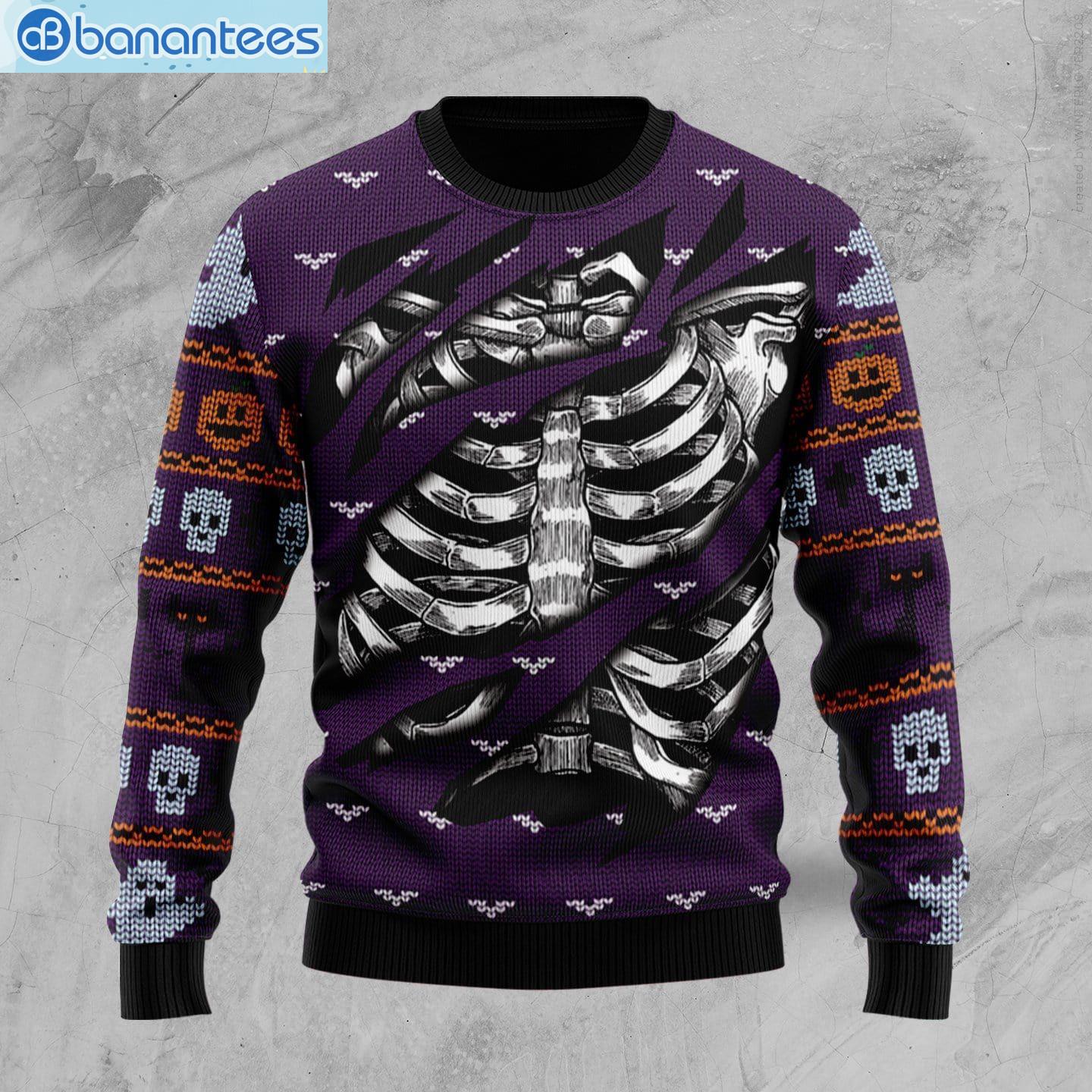 Skeleton Halloween Slull 3D Sweater Product Photo 1