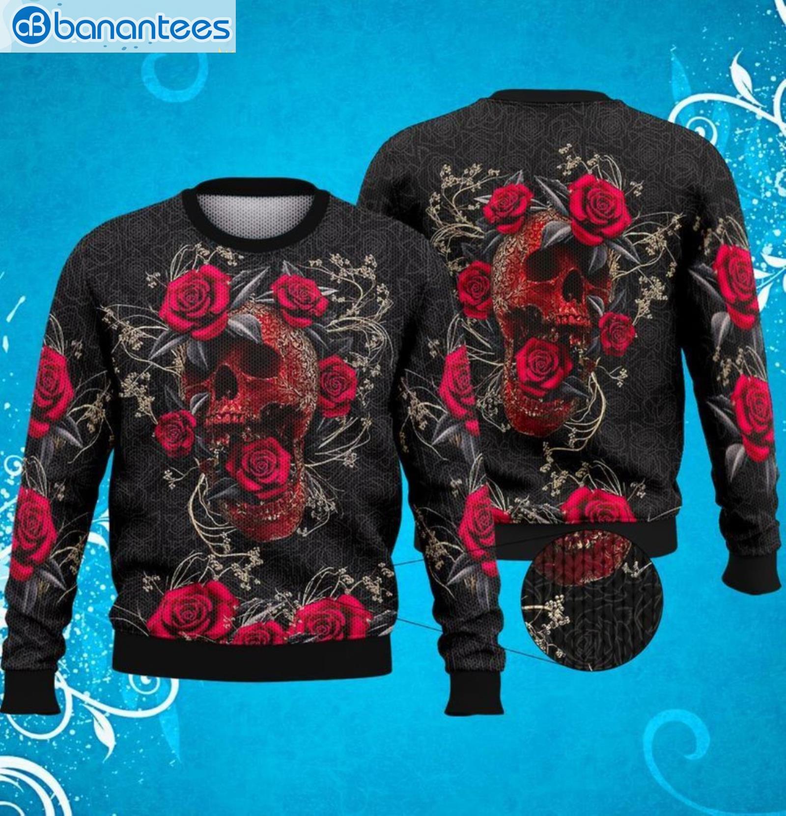 Skull And Rose Unique Halloween 3D Sweater Product Photo 1