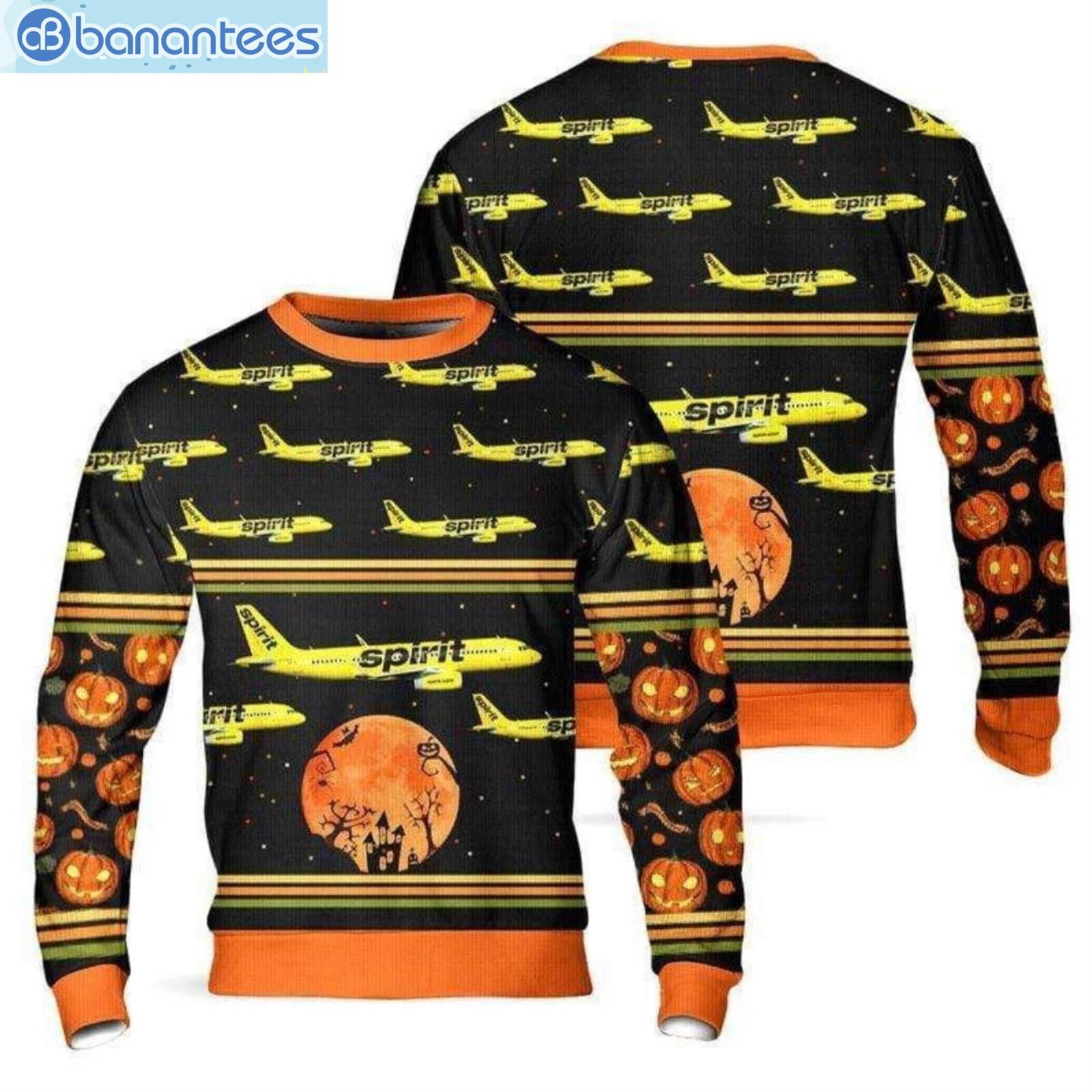 Spirit Airlines Halloween Pumpkin 3D Sweater Product Photo 1