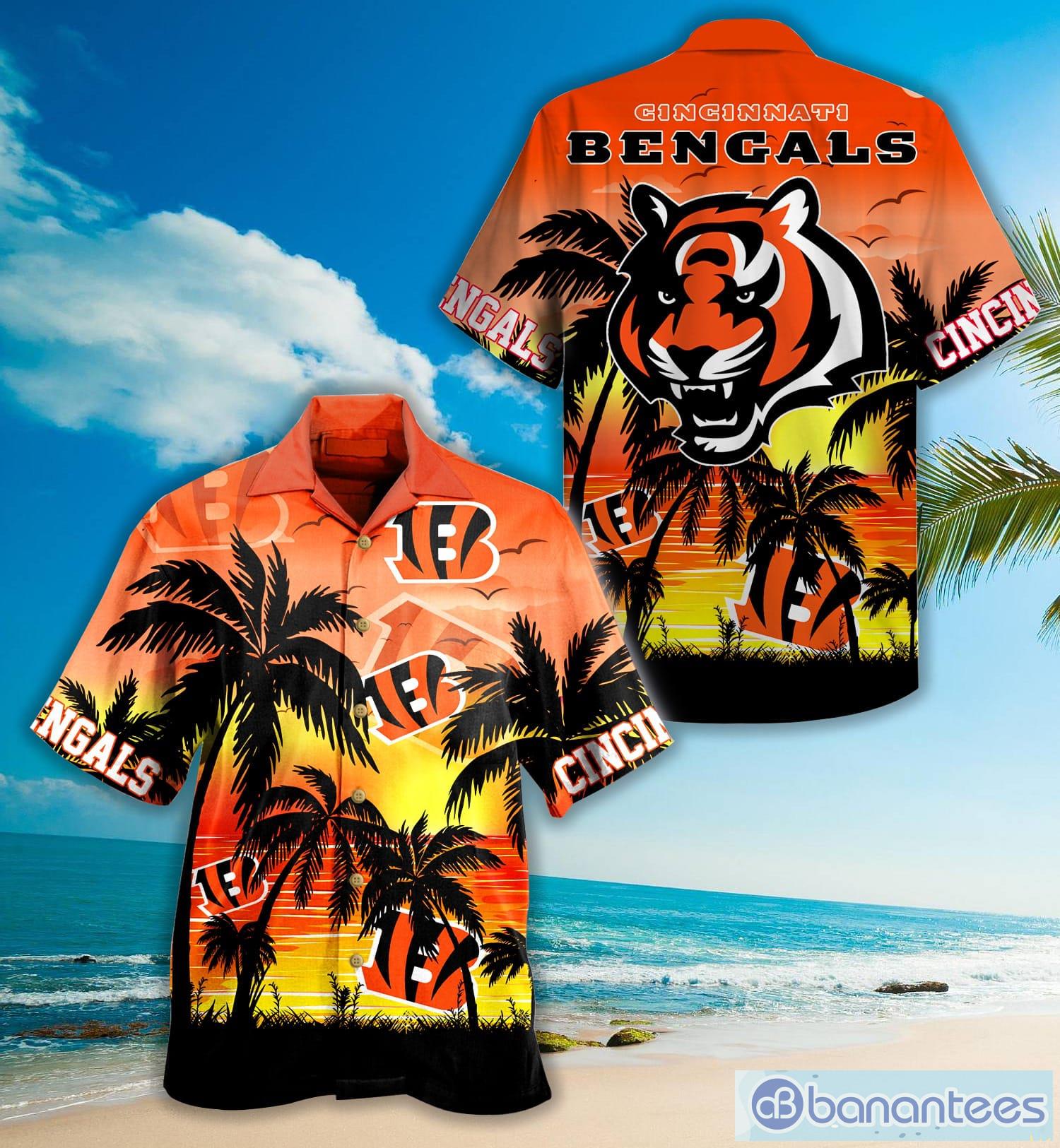 Cincinnati Bengals Palm Sunset Hawaiian Shirt For Fans Product Photo 3