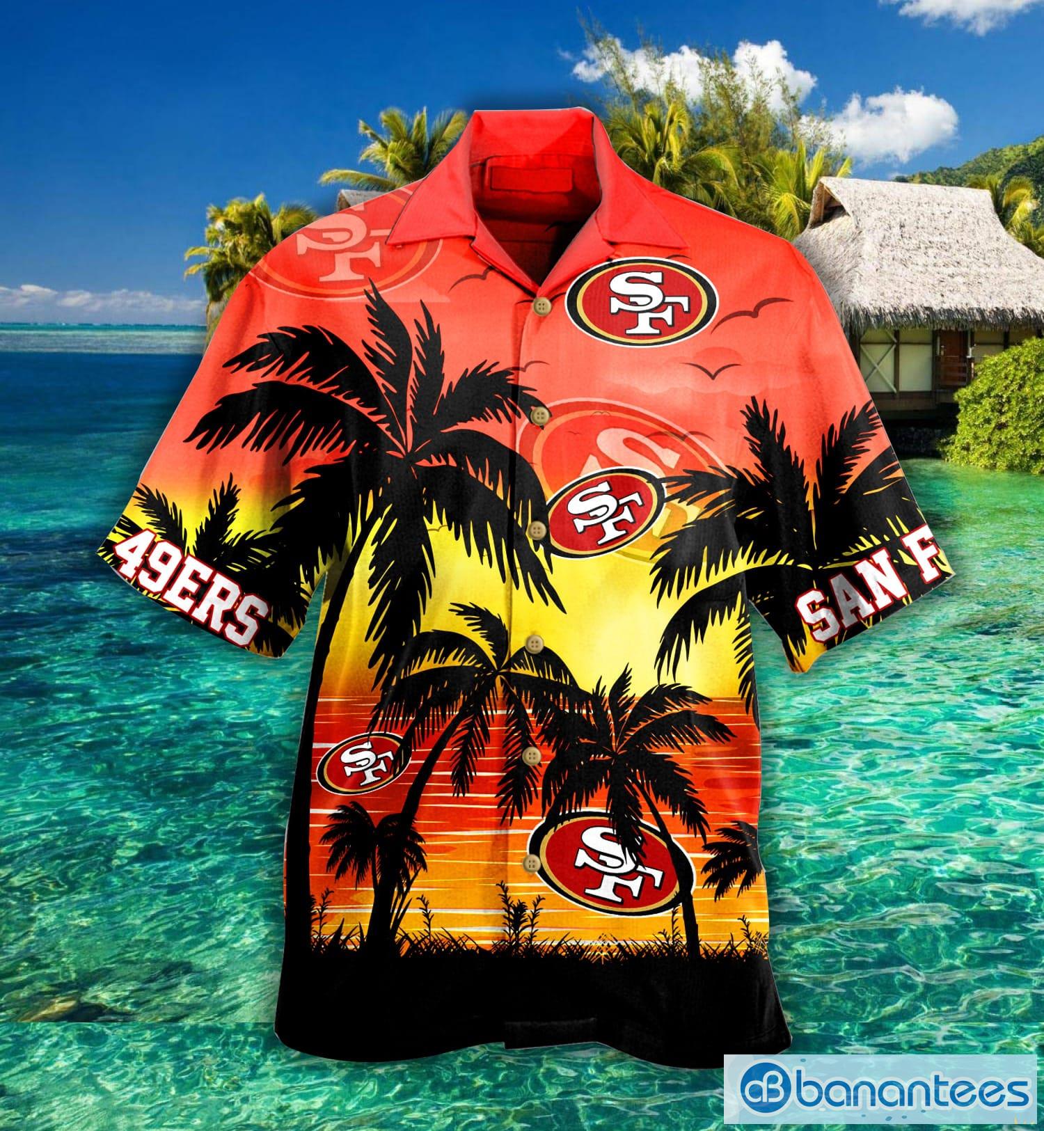 San Francisco 49ers Nfl Palm Sunset Hawaiian Shirt For Fans Product Photo 1