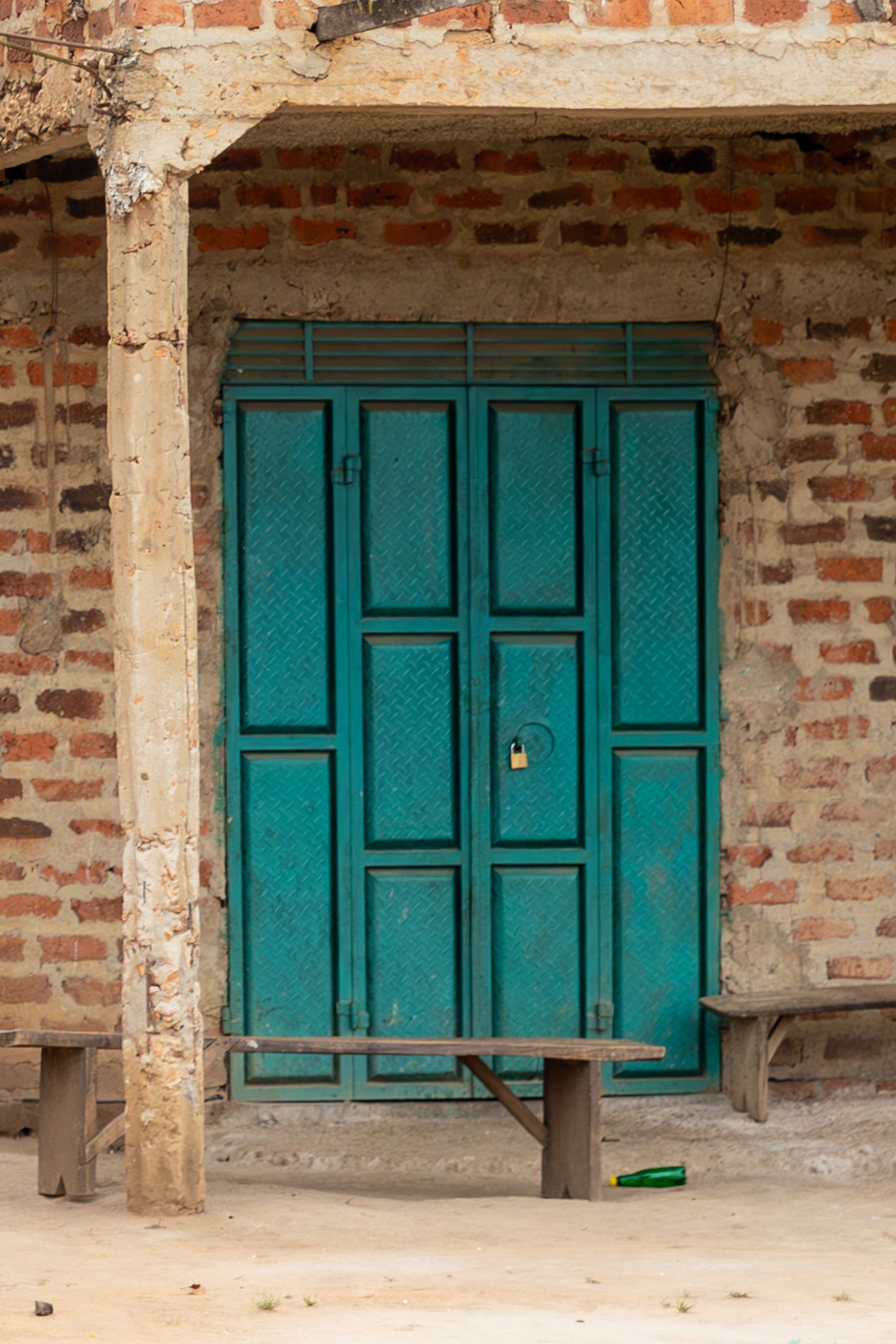 Metal Blue Door and Fantastic Brick