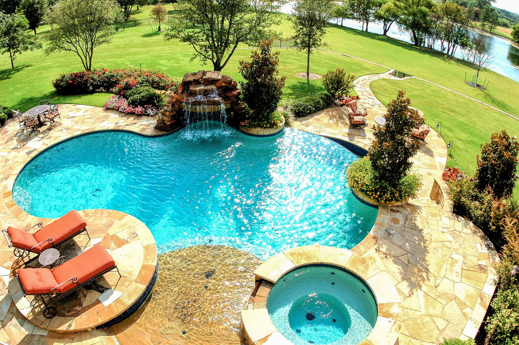 Mrs. Collier Residence Aerial Pool View and Grounds