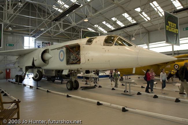 An airplane: BAC TSR-2  taken during RAF Cosford museum visit, 09-07-2008