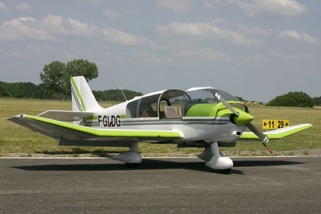 An airplane: Robin DR.400  taken during Flying from Sarlat-Domme Aerodrome, France, 29-06-2006